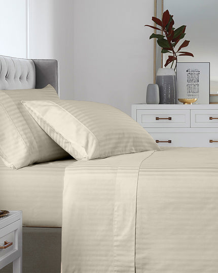 KENSINGTON 1200TC COTTON SHEET SET IN STRIPE-QUEEN -  SAND-1951134850446659585