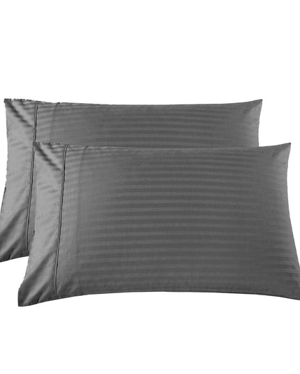KENSINGTON 1200TC COTTON SHEET SET IN STRIPE-QUEEN - CHARCOAL-1951134850815758341