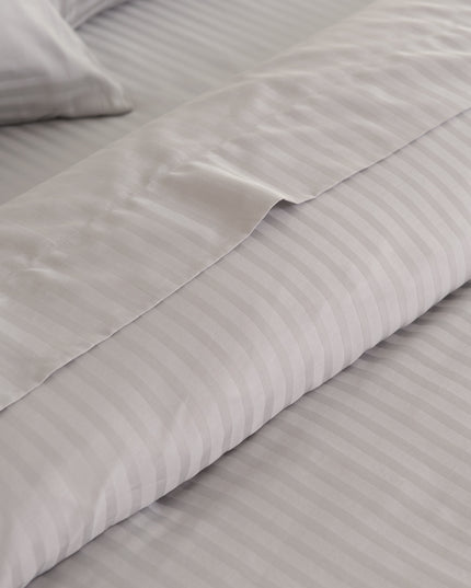 KENSINGTON 1200TC COTTON SHEET SET IN STRIPE- DOUBLE - SILVER (GREY)-1951134851369406467