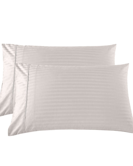 KENSINGTON 1200TC COTTON SHEET SET IN STRIPE- DOUBLE - SILVER (GREY)-1951134851369406469