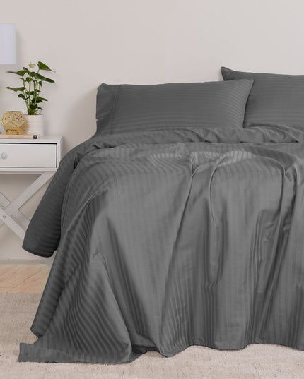 KENSINGTON 1200TC COTTON SHEET SET IN STRIPE-KING - CHARCOAL-1951134851558150145