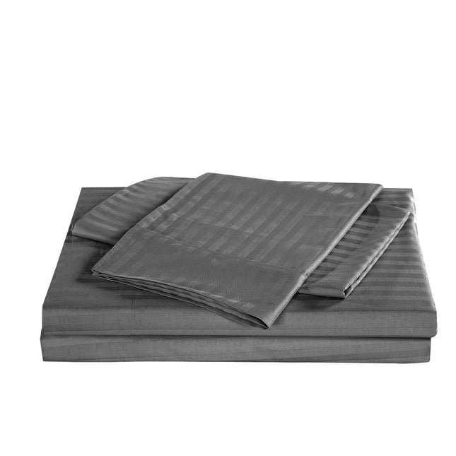 KENSINGTON 1200TC COTTON SHEET SET IN STRIPE-KING - CHARCOAL-1951134851558150148