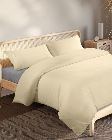 Royal Comfort Blended Bamboo Quilt Cover Sets -Dark Ivory-Double-1951134818922270720