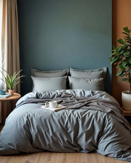 Royal Comfort 1000TC Cotton Blend Quilt Cover Sets King - Charcoal-1951134822093164544