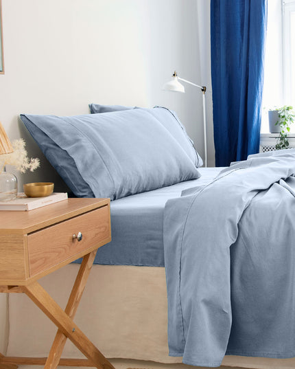 Royal Comfort  - Balmain 1000TC Bamboo Cotton Sheet Set - Queen - Blue Fog-1951134853193928706