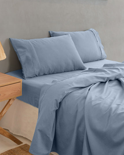 Royal Comfort - Balmain 1000TC Bamboo Cotton Sheet Set - King - Blue Fog-1951134854129258497