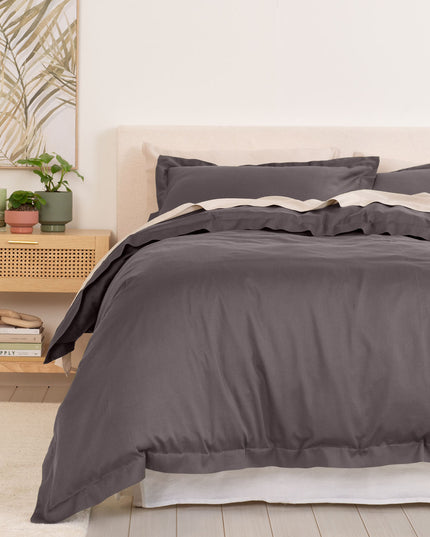 Royal Comfort - Balmain 1000TC Bamboo cotton Quilt Cover Sets (Queen) - Pewter-1951134823263375360