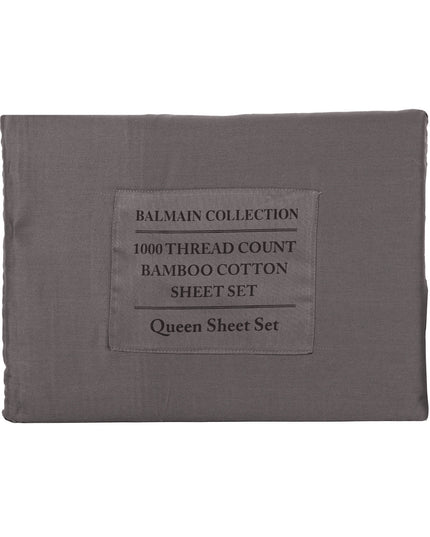 Royal Comfort - Balmain 1000TC Bamboo cotton Quilt Cover Sets (Queen) - Pewter-1951134823263375367
