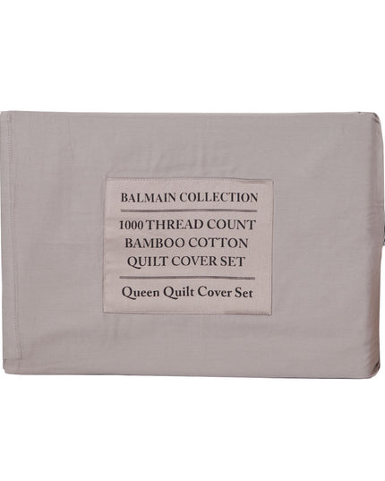 Royal Comfort - Balmain 1000TC Bamboo cotton Quilt Cover Sets (Queen) - Dove-1951134823460507655