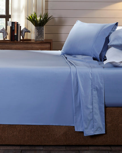 Royal Comfort - 250TC 100% Organic Cotton 4 Piece Sheet Set - Double - Indigo-1951134854909399040