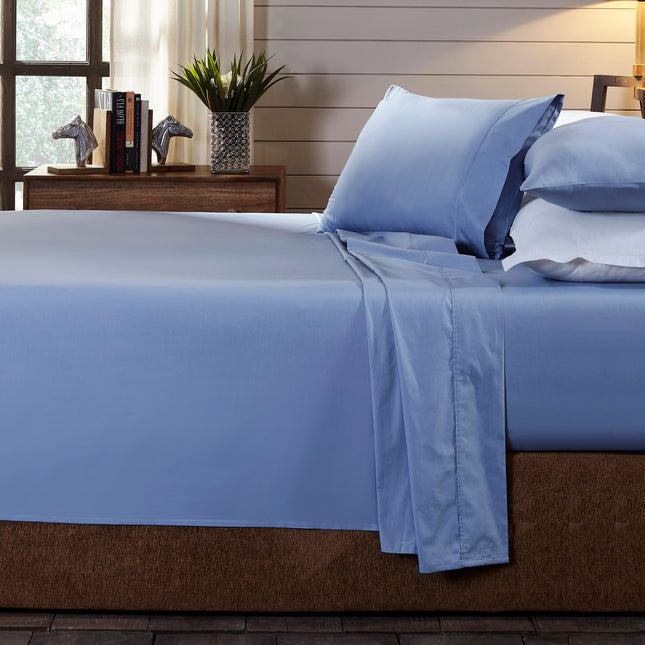 Royal Comfort - 250TC 100% Organic Cotton 4 Piece Sheet Set - Double - Indigo-1951134854909399040