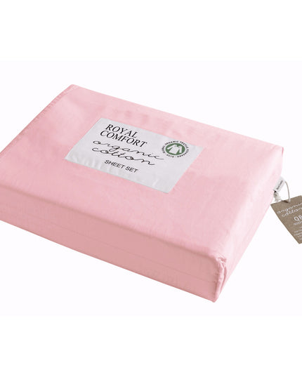 Royal Comfort - 250TC 100% Organic Cotton 4 Piece Sheet Set - Double - Blush-1951134855261720577