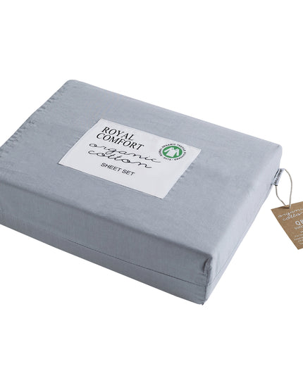 Royal Comfort - 250TC 100% Organic Cotton 4 Piece Sheet Set - Queen - Graphite-1951134855790202881