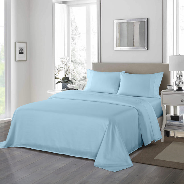 Royal Comfort 1200TC Ultrasoft 4 Piece Sheet Set - Queen - Sky Blue-1951134858021572608