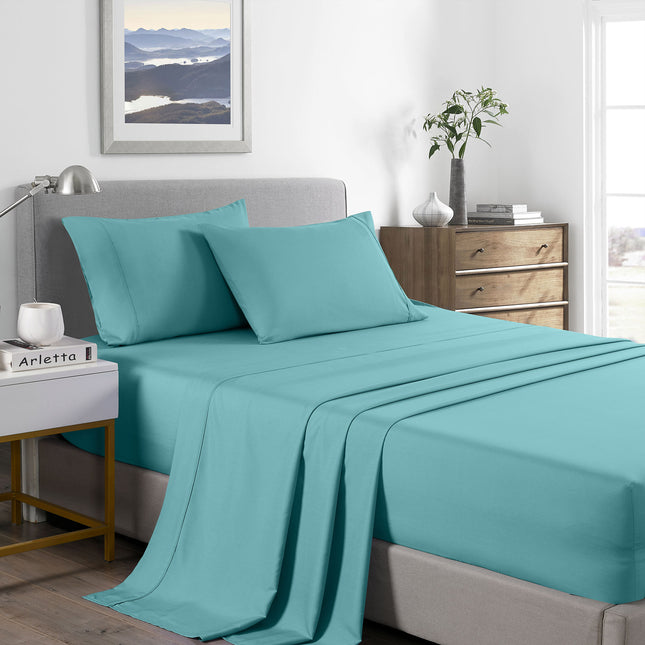 Royal Comfort Bamboo Cooling 2000TC Sheet Set - Single-Aqua-1951134863461584896