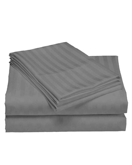 Royal Comfort 1200 Thread count Damask Stripe Cotton Blend sheet sets Queen Charcoal Grey-1951134866577952771