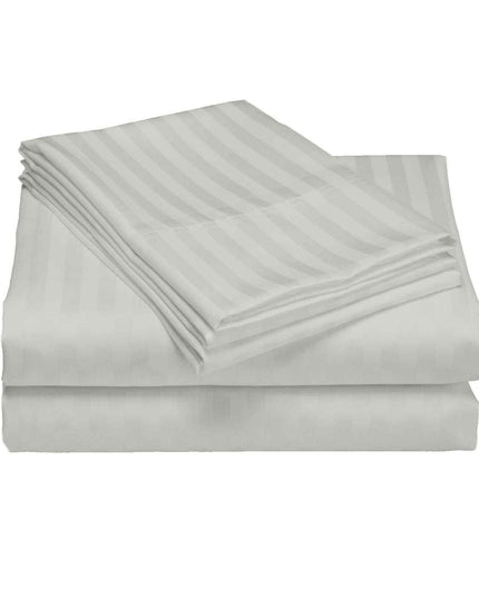 Royal Comfort 1200 Thread count Damask Stripe Cotton Blend sheet sets Queen Silver-1951134866833805315