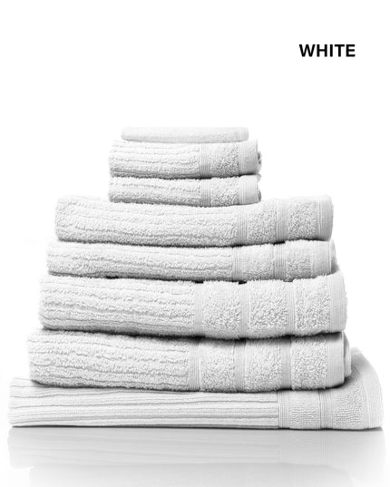 Royal Comfort Eden Egyptian Cotton 600 GSM 8 Piece Towel Pack White-1951134891118825476