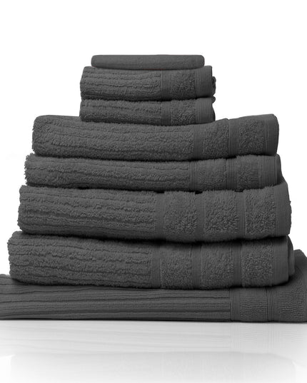 Royal Comfort Eden Egyptian Cotton 600 GSM 8 Piece Towel Pack Granite-1951134891286597632