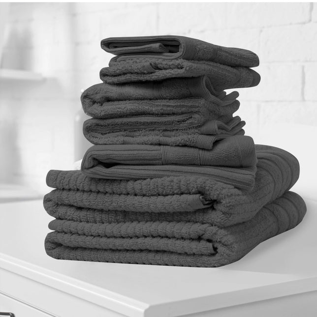 Royal Comfort Eden Egyptian Cotton 600 GSM 8 Piece Towel Pack Granite-1951134891286597633