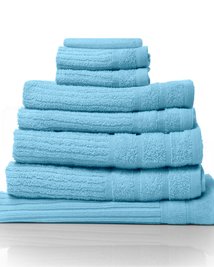 Royal Comfort Eden Egyptian Cotton 600 GSM 8 Piece Towel Pack Aqua-1951134892150624256