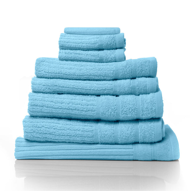 Royal Comfort Eden Egyptian Cotton 600 GSM 8 Piece Towel Pack Aqua-1951134892150624256