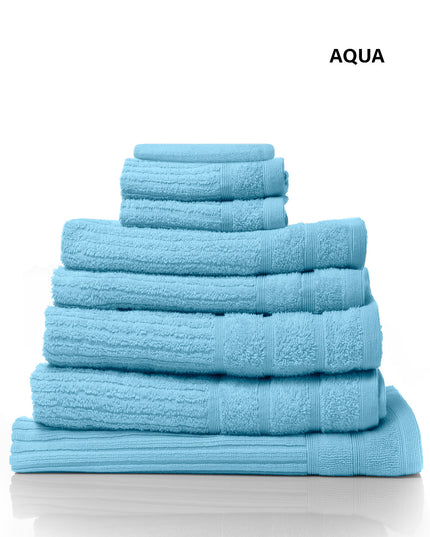 Royal Comfort Eden Egyptian Cotton 600 GSM 8 Piece Towel Pack Aqua-1951134892150624260
