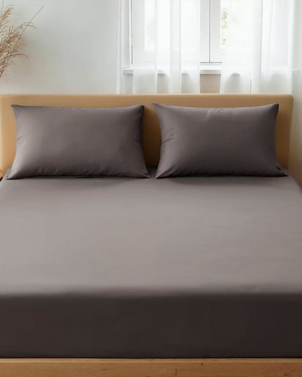 Royal Comfort 1500TC Cotton Rich Fitted sheet 3 PC Set Double-Dusk Grey-1951134869392330753