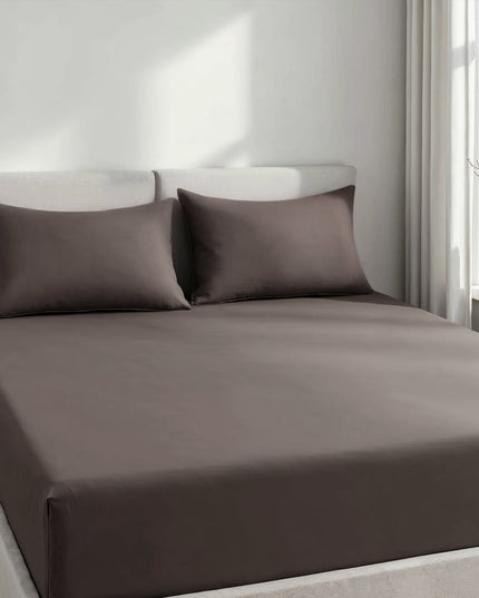 Royal Comfort 1500TC Cotton Rich Fitted sheet 3 PC Set Double-Dusk Grey-1951134869392330754
