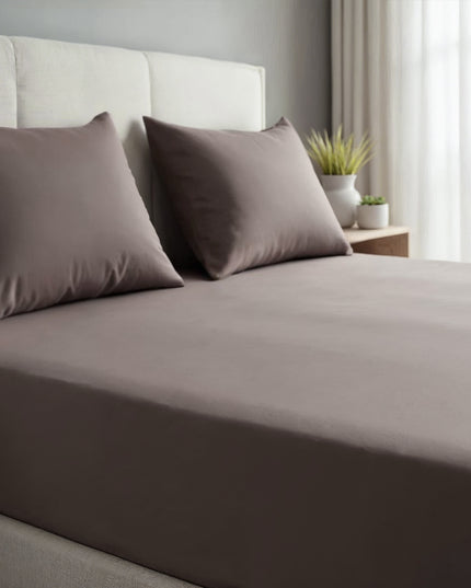 Royal Comfort 1500TC Cotton Rich Fitted sheet 3 PC Set Double-Dusk Grey-1951134869392330755