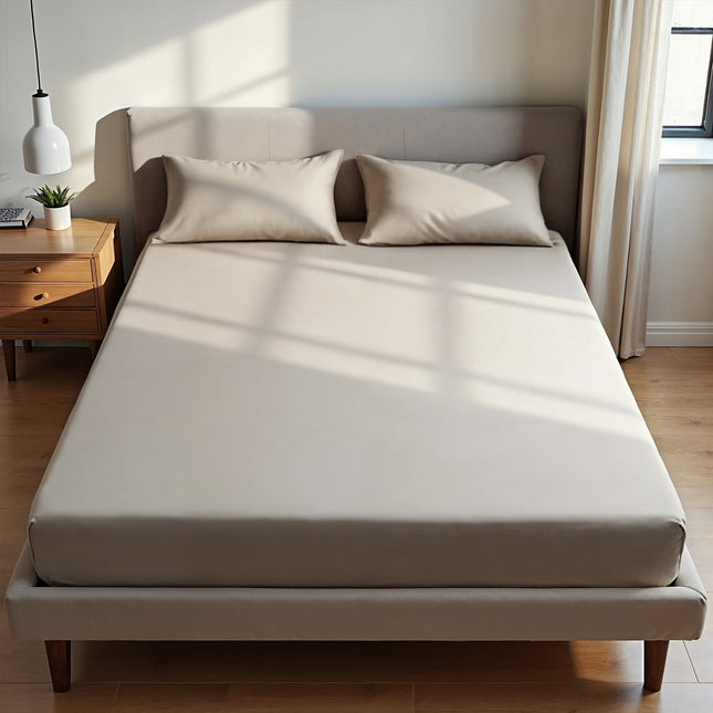 Royal Comfort 1500TC Cotton Rich Fitted sheet 3 PC Set Double-Stone-1951134869606240256