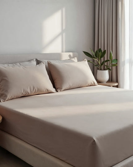 Royal Comfort 1500TC Cotton Rich Fitted sheet 3 PC Set Double-Stone-1951134869606240257