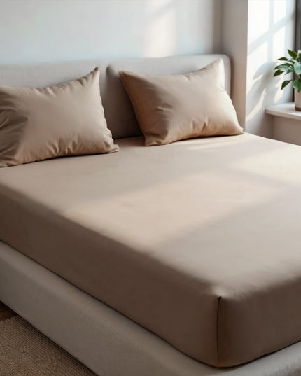 Royal Comfort 1500TC Cotton Rich Fitted sheet 3 PC Set Double-Stone-1951134869606240259