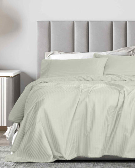 Royal Comfort 1200 Thread count Damask Stripe Cotton Blend sheet sets King Pebble-1951134870528987137