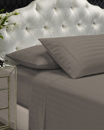 Royal Comfort 1200 Thread count Damask Stripe Cotton Blend sheet sets King Pewter-1951134870906474496