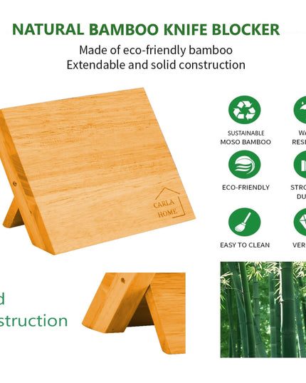 CARLA HOME Natural Bamboo Magnetic Knife Block Holder with Strong Magnets for Home Kitchen Storage & Organisation-1992735297133219845