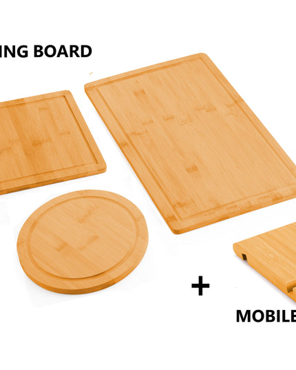CARLA HOME 3 Pieces Bamboo Cutting Board with Juice Groove and Mobile Holder included for Home Kitchen-1992735302468374531