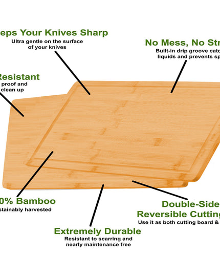 CARLA HOME 3 Pieces Bamboo Cutting Board with Juice Groove and Mobile Holder included for Home Kitchen-1992735302468374532