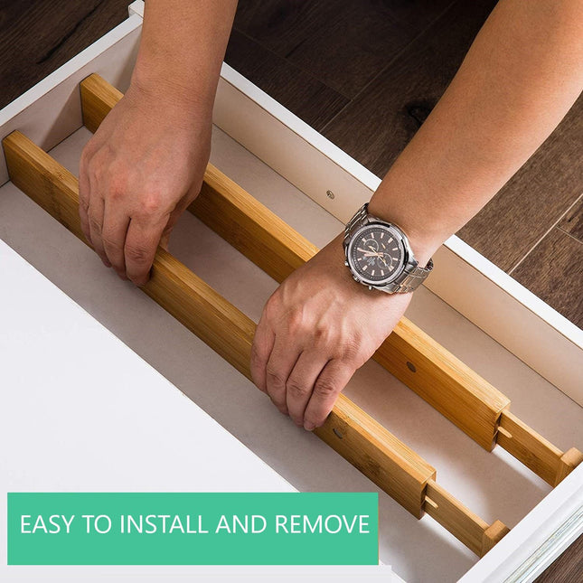 CARLA HOME  4 Pack Bamboo Adjustable Kitchen Drawer Dividers (Large, 44-55 cm)-1978962236802207748
