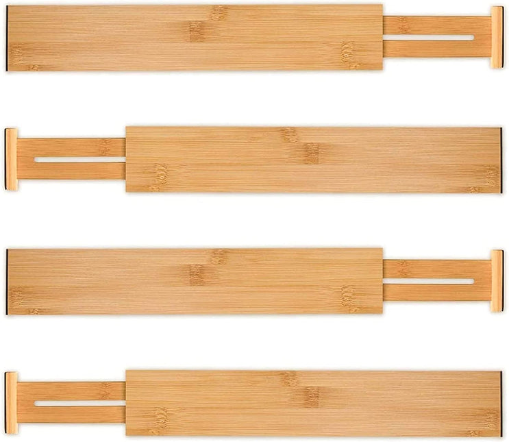 CARLA HOME  4 Pack Bamboo Adjustable Kitchen Drawer Dividers (Large, 44-55 cm)-1978962236806402048