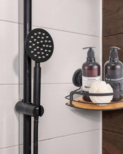 CARLA HOME  2 Pack Round Bamboo Corner Shower Caddy Shelf Basket Rack with Premium Vacuum Suction Cup No-Drilling for Bathroom and Kitchen-1992735302111858689