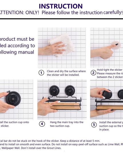 CARLA HOME  2 Pack Rectangular Bamboo Corner Shower Caddy Shelf Basket Rack with Premium Vacuum Suction Cup No-Drilling for Bathroom and Kitchen-1992735301767925769