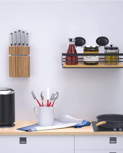 CARLA HOME  2 Pack Rectangular Bamboo Corner Shower Caddy Shelf Basket Rack with Premium Vacuum Suction Cup No-Drilling for Bathroom and Kitchen-1992735301767925762