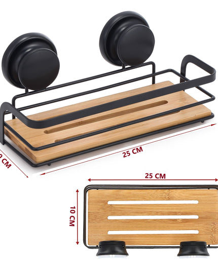 CARLA HOME  2 Pack Rectangular Bamboo Corner Shower Caddy Shelf Basket Rack with Premium Vacuum Suction Cup No-Drilling for Bathroom and Kitchen-1992735301767925768