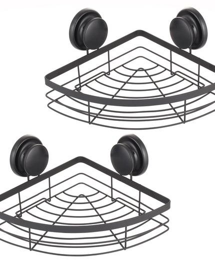 CARLA HOME  2 Pack Round Corner Shower Caddy Shelf Basket Rack with Premium Vacuum Suction Cup No-Drilling for Bathroom and Kitchen-1992735300270559232