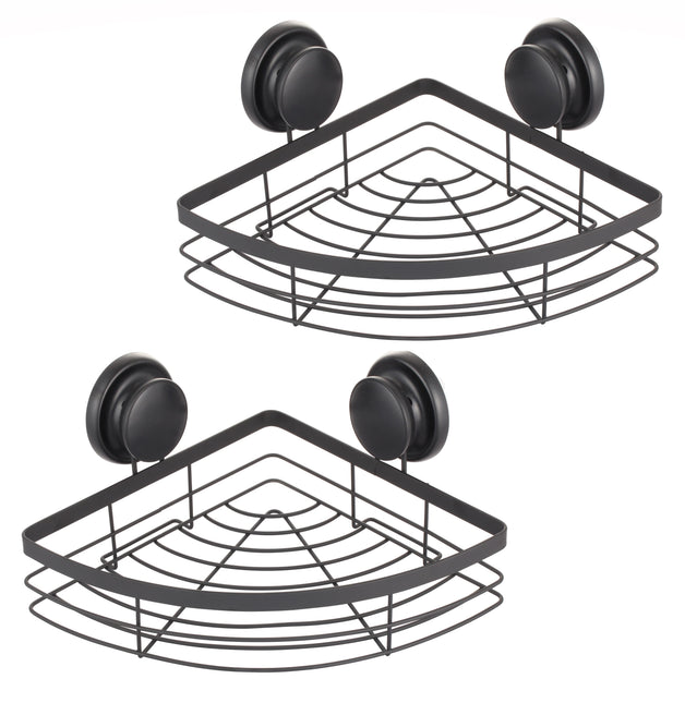 CARLA HOME  2 Pack Round Corner Shower Caddy Shelf Basket Rack with Premium Vacuum Suction Cup No-Drilling for Bathroom and Kitchen-1992735300270559232