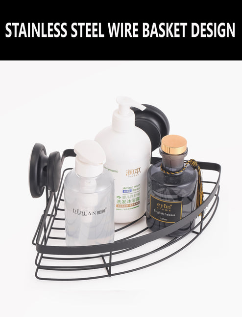 CARLA HOME  2 Pack Round Corner Shower Caddy Shelf Basket Rack with Premium Vacuum Suction Cup No-Drilling for Bathroom and Kitchen-1992735300270559234
