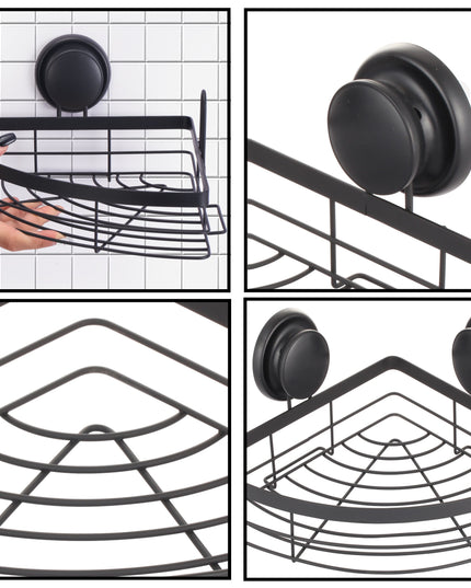 CARLA HOME  2 Pack Round Corner Shower Caddy Shelf Basket Rack with Premium Vacuum Suction Cup No-Drilling for Bathroom and Kitchen-1992735300270559236
