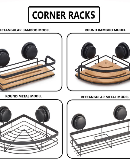 CARLA HOME  2 Pack Round Corner Shower Caddy Shelf Basket Rack with Premium Vacuum Suction Cup No-Drilling for Bathroom and Kitchen-1992735300270559238