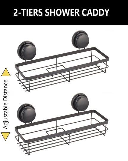 CARLA HOME  2 Pack Rectangular Corner Shower Caddy Shelf Basket Rack with Premium Vacuum Suction Cup No-Drilling for Bathroom and Kitchen-1992735303034605570
